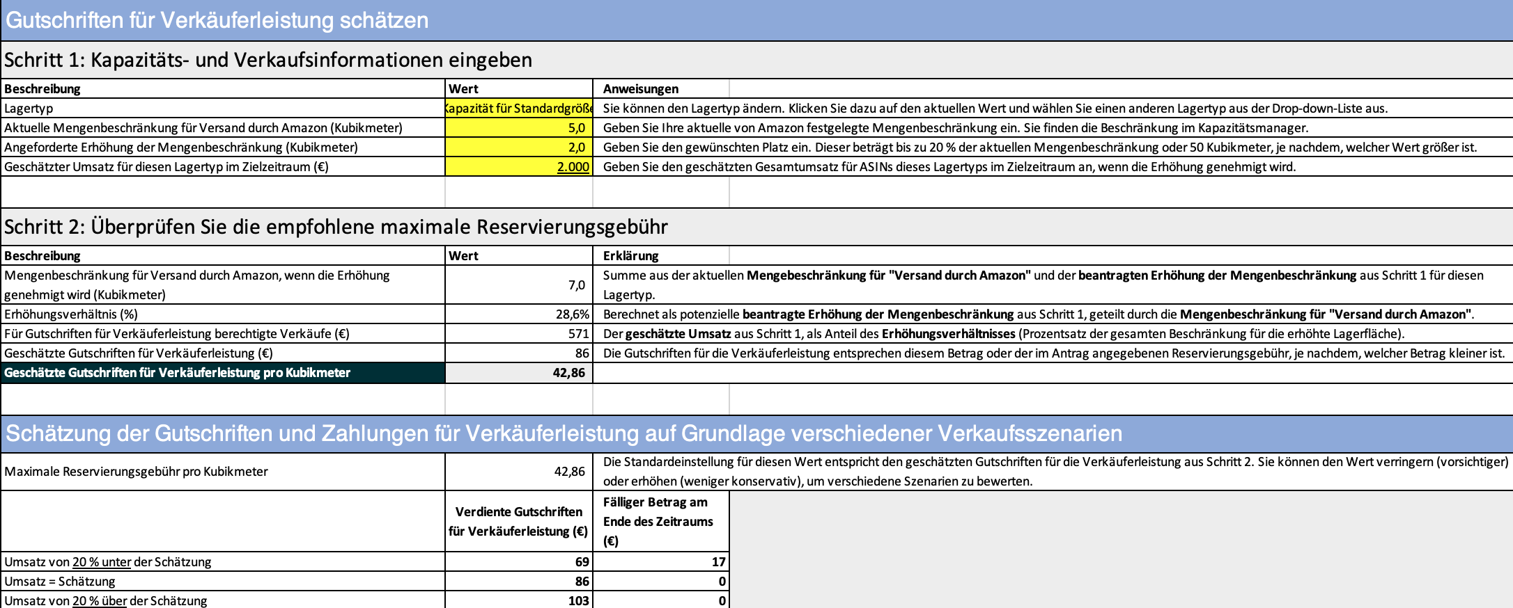 Amazon Kapazitätsmanager-Rechner