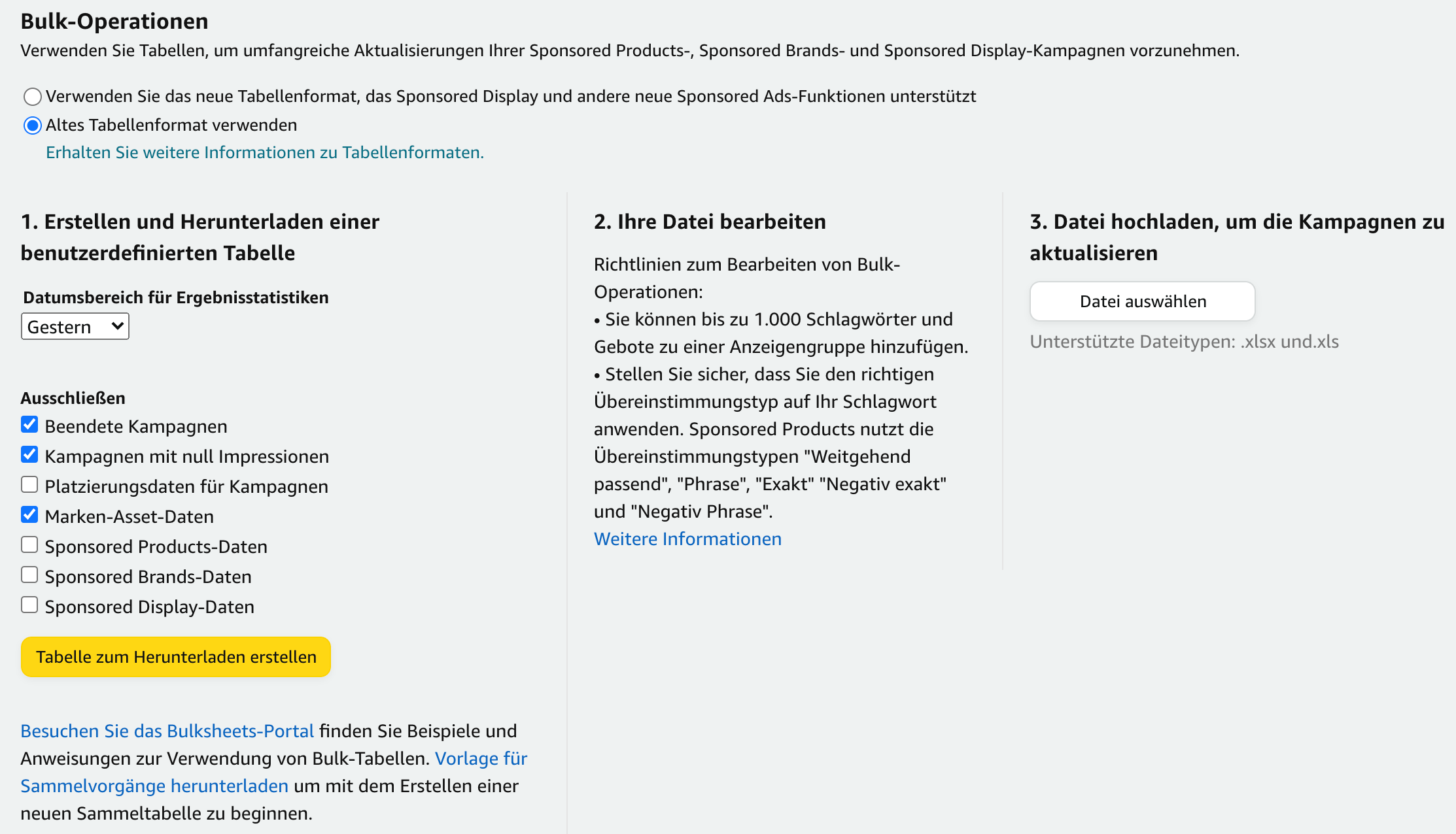 Bulk-Operationen