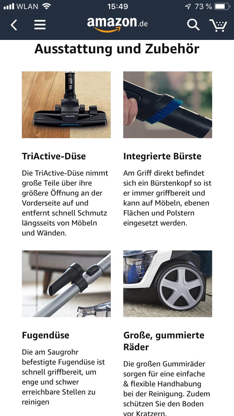 A+ content Amazon in der mobilen Ansicht