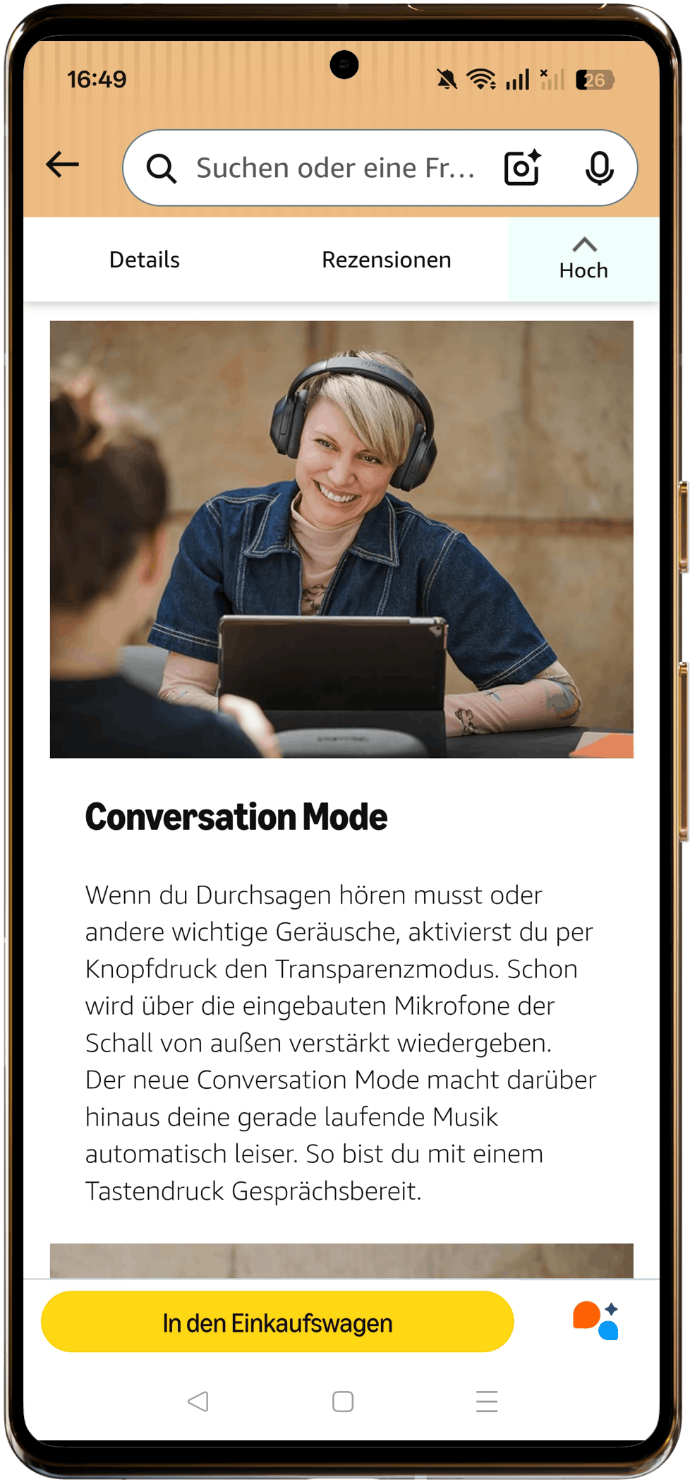 Mobile A+ Content Darstellung mit Use Case 1