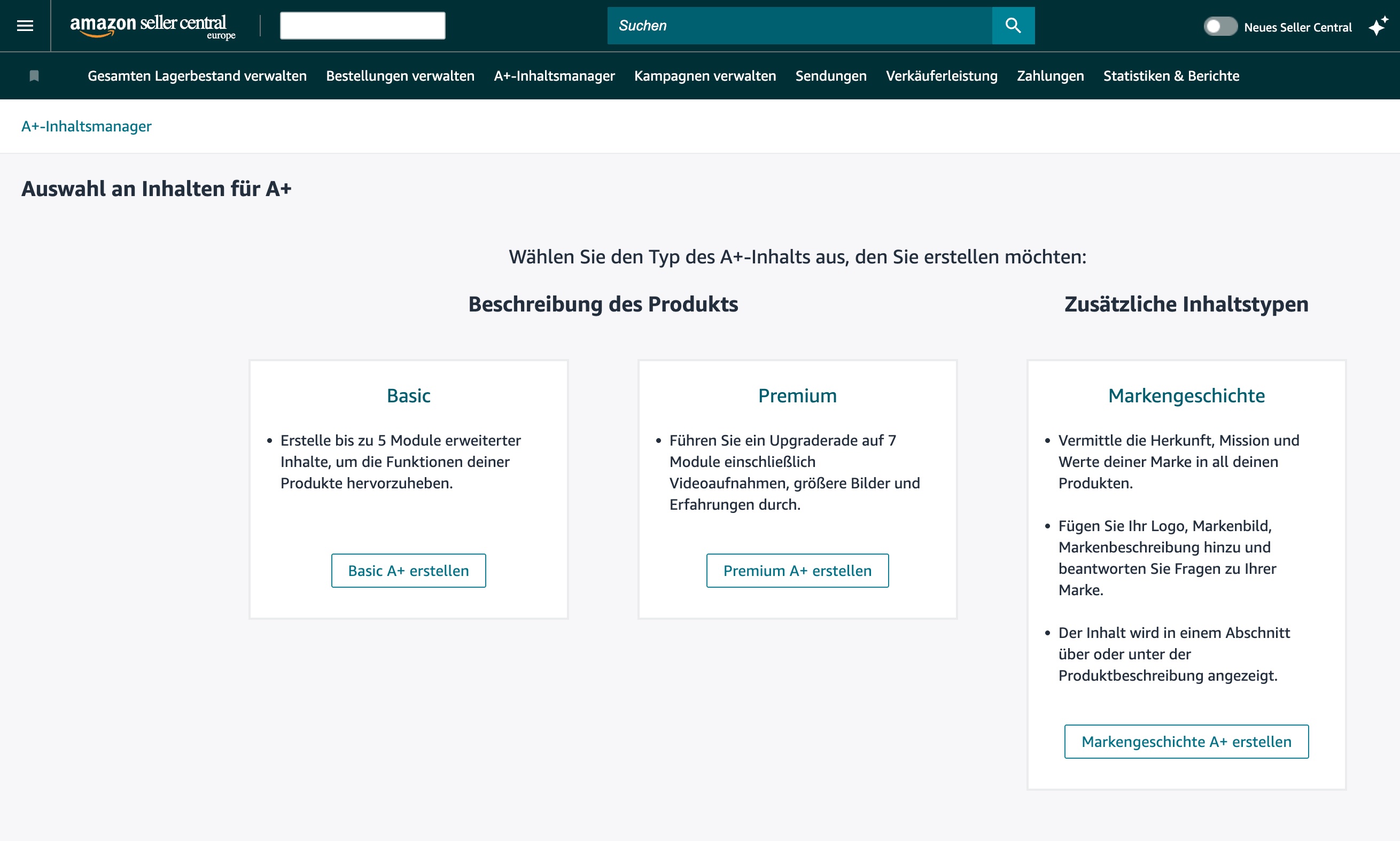 A+ Inhaltsmanager Übersicht