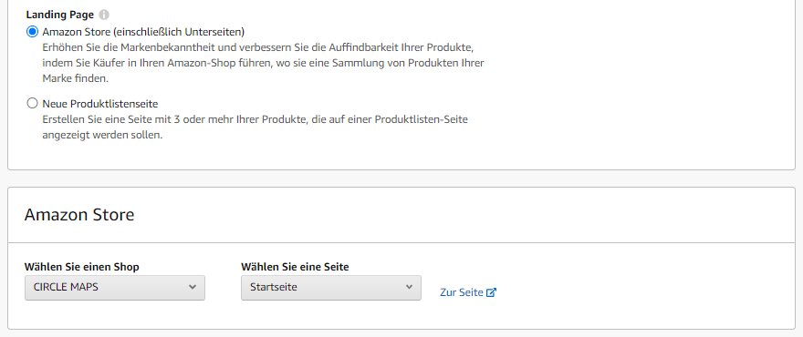 Verlinkung der Sponsored Brands Anzeige zum Amazon Brand Store