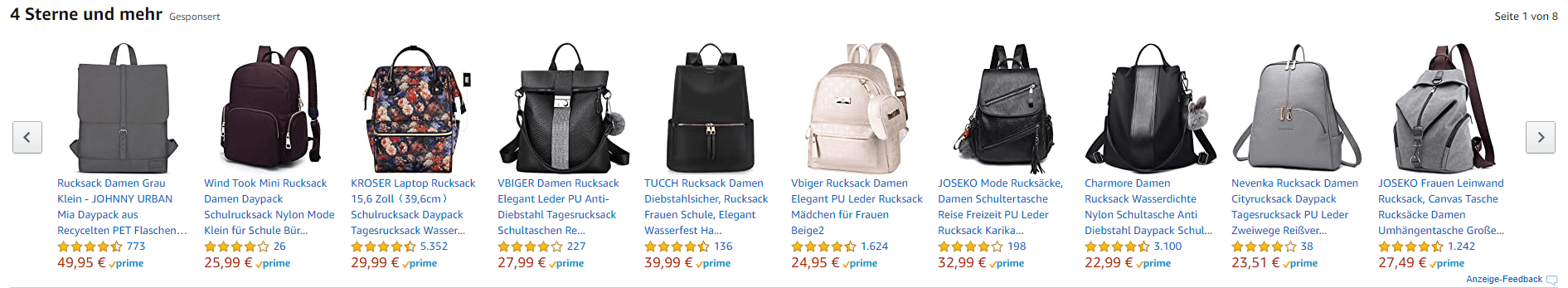 Amazon Sponsored Products Anzeigen im Carousel unter der Beschreibung des Produkts