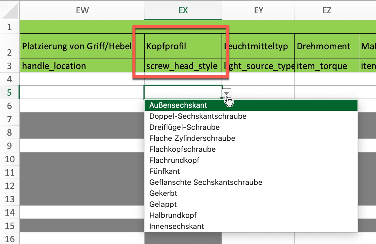Auswahl der Refinements im Reverse-Feed