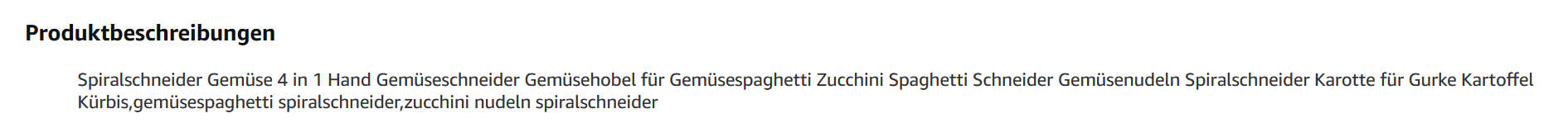 Amazon Produktbeschreibung: Beispiel für eine schlechte Produktbeschreibung