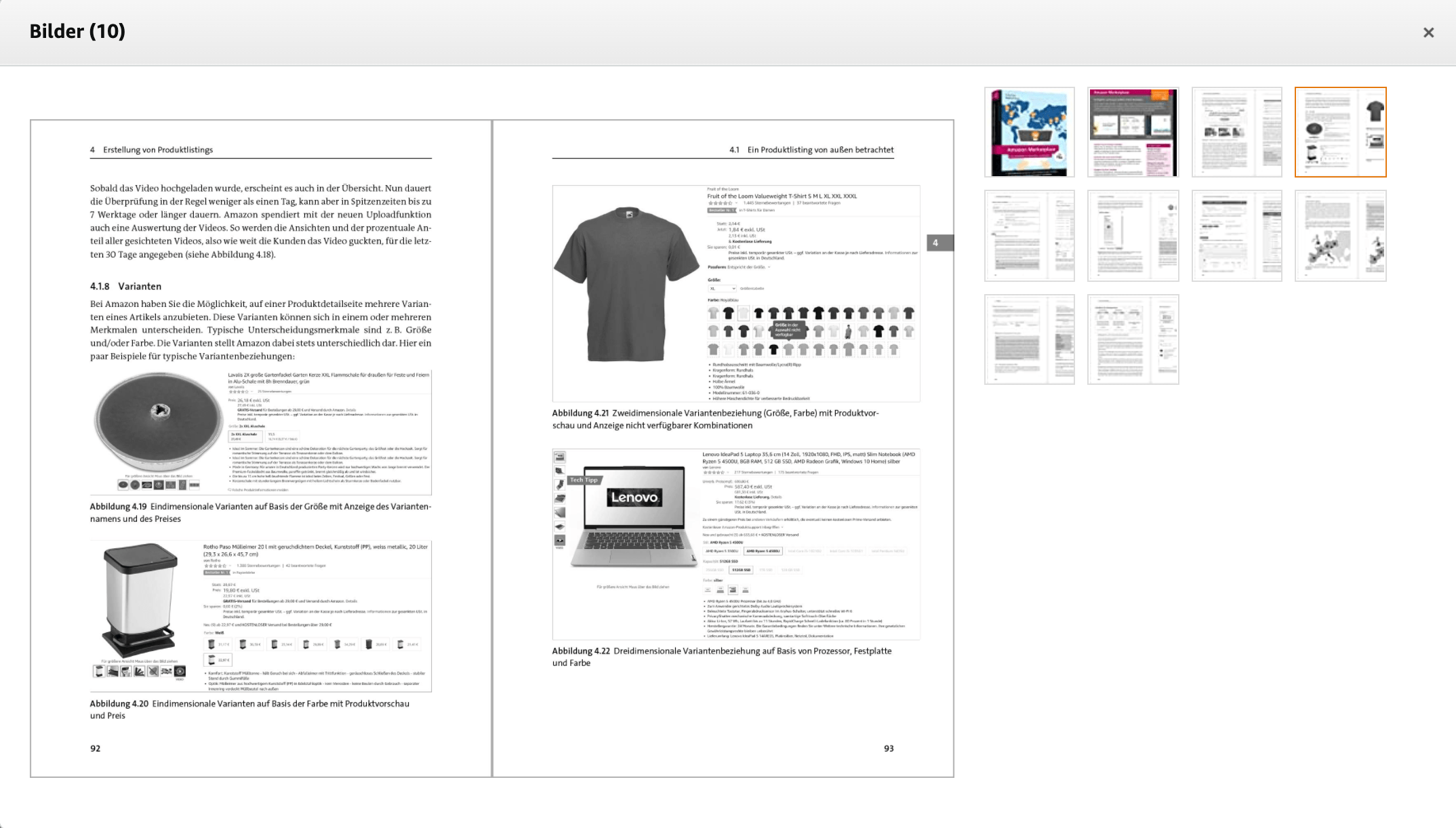 Innenansicht eines Produktes auf der Produktdetailseite