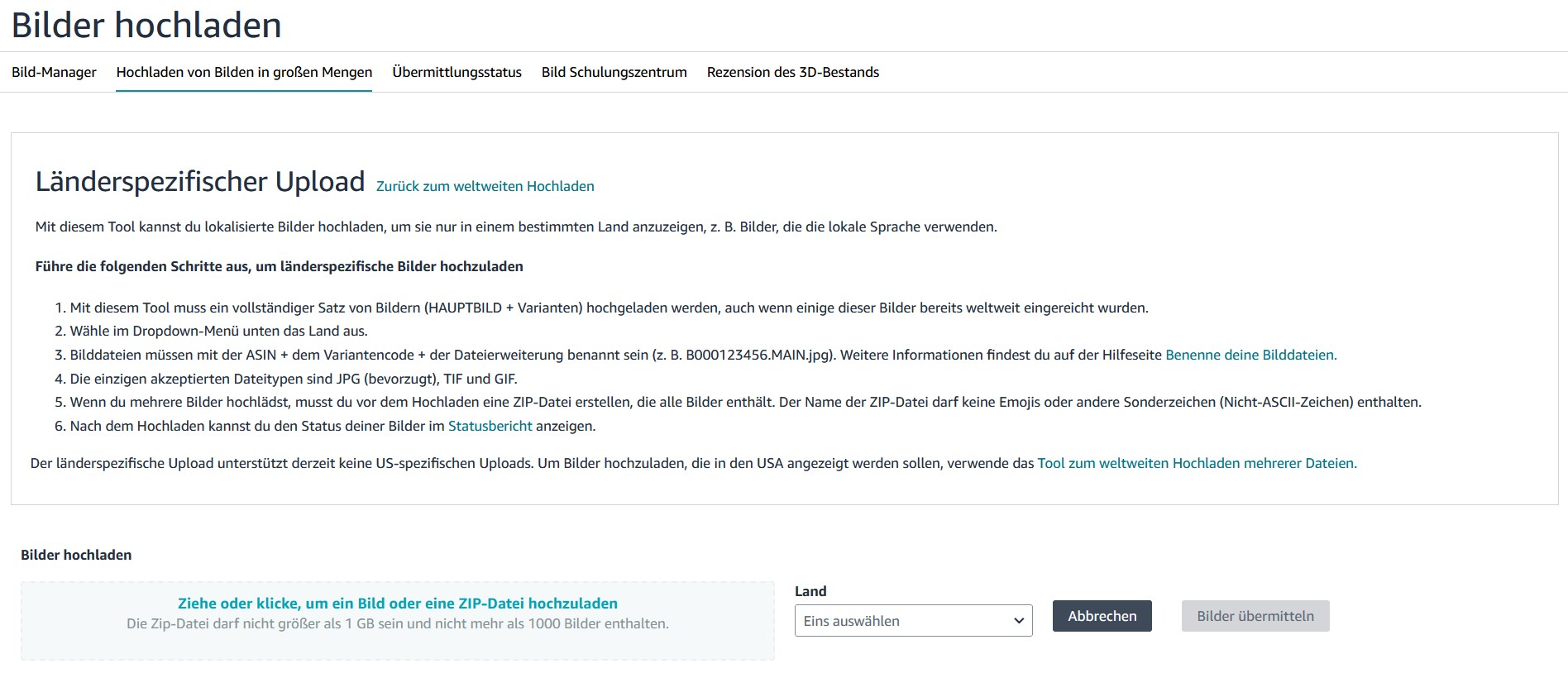 Hier finden Sie Massenupload für Bilder