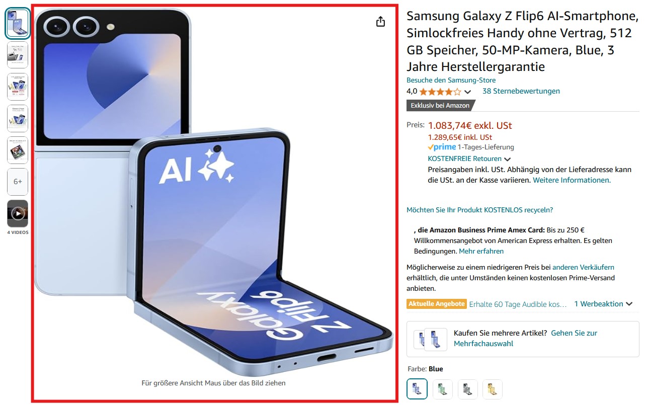 Hauptbild eines Produktes auf der Produktdetailseite