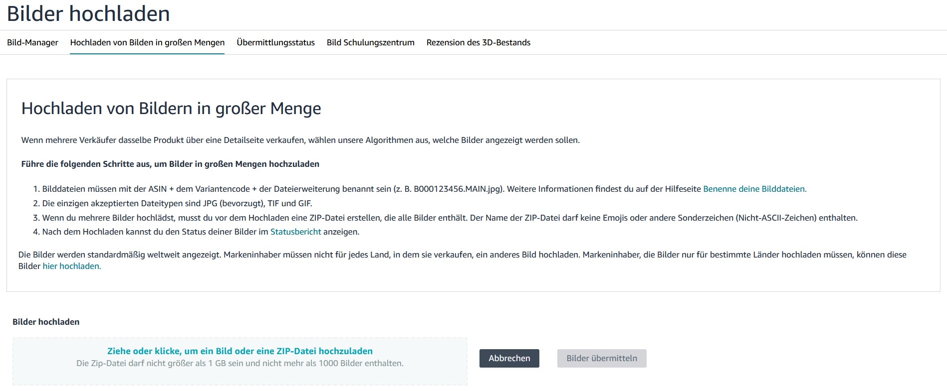 Hier finden Sie Massenupload für Bilder
