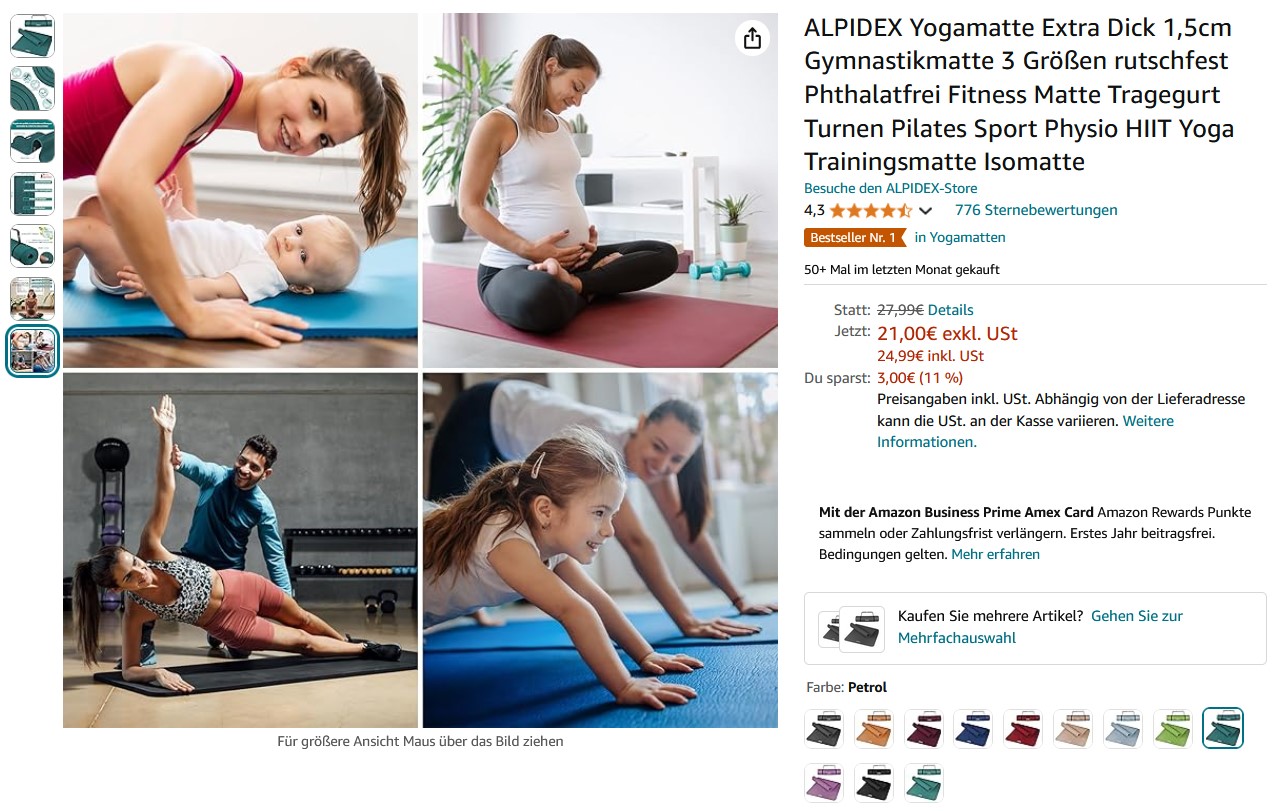 Teilaufnahme eines Produktes auf der Produktdetailseite