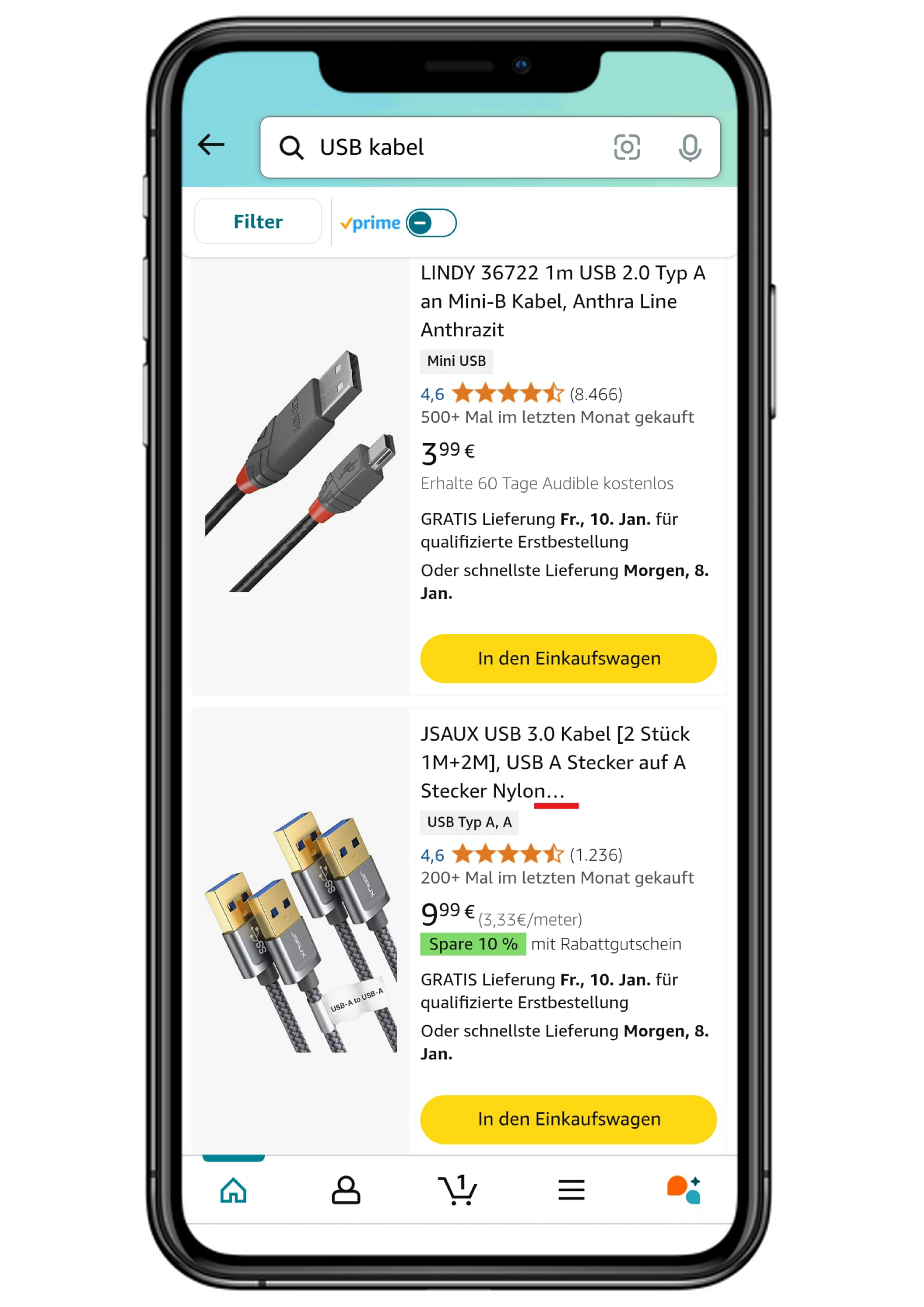 Suchergebnisse mit gekürztem Titel in der Amazon App