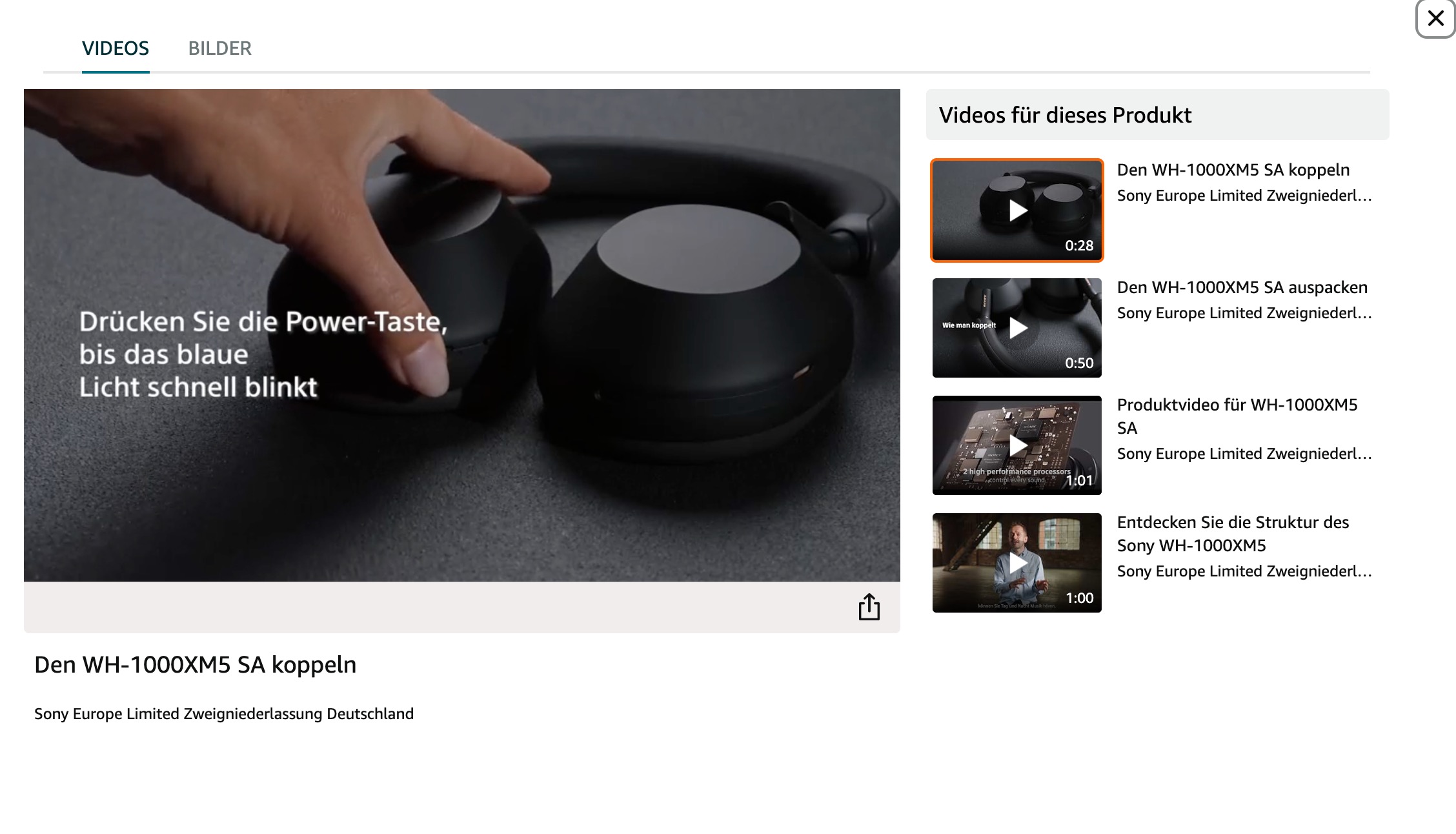 Produktvideos auf der Produktdetailseite