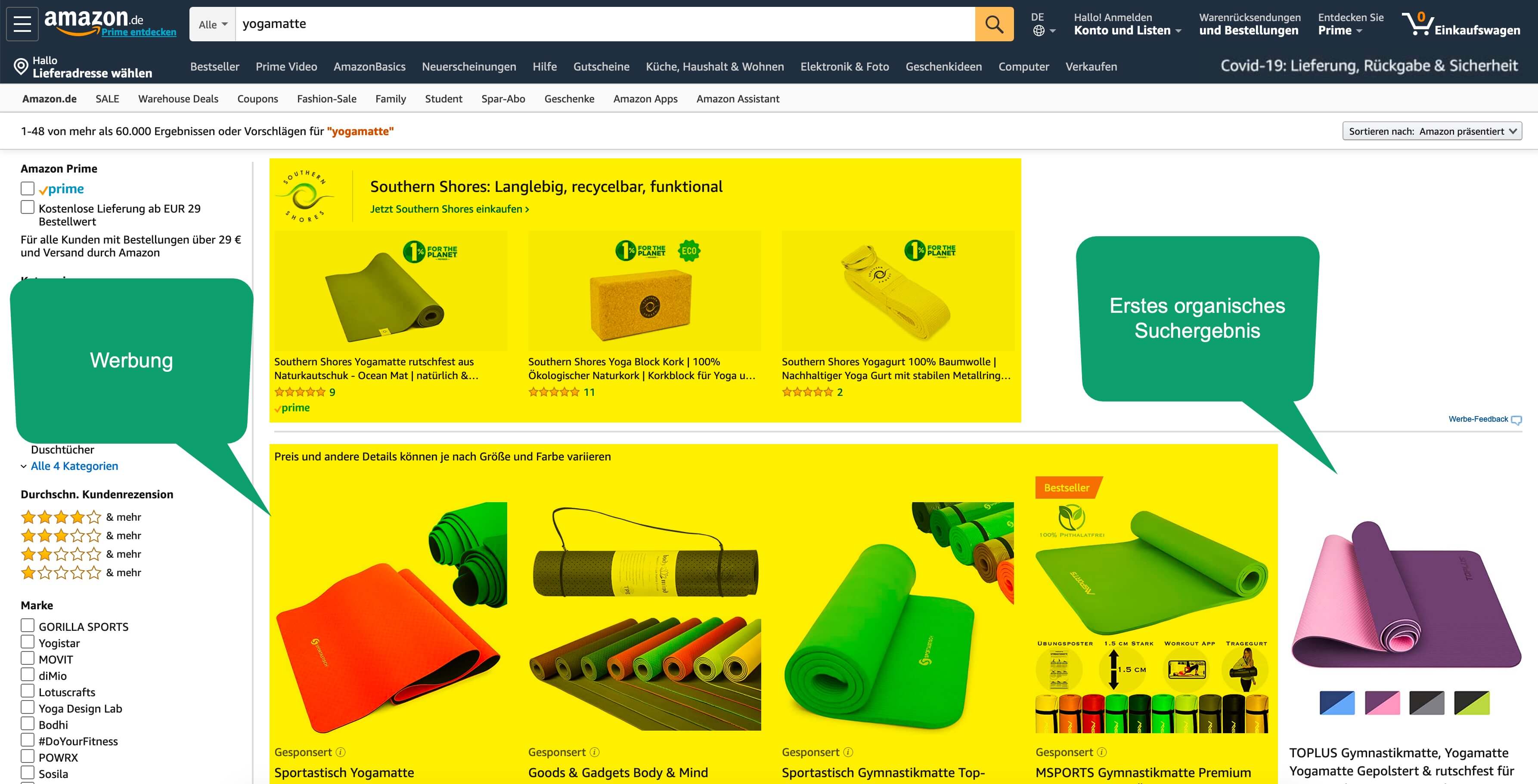 Amazon above the fold