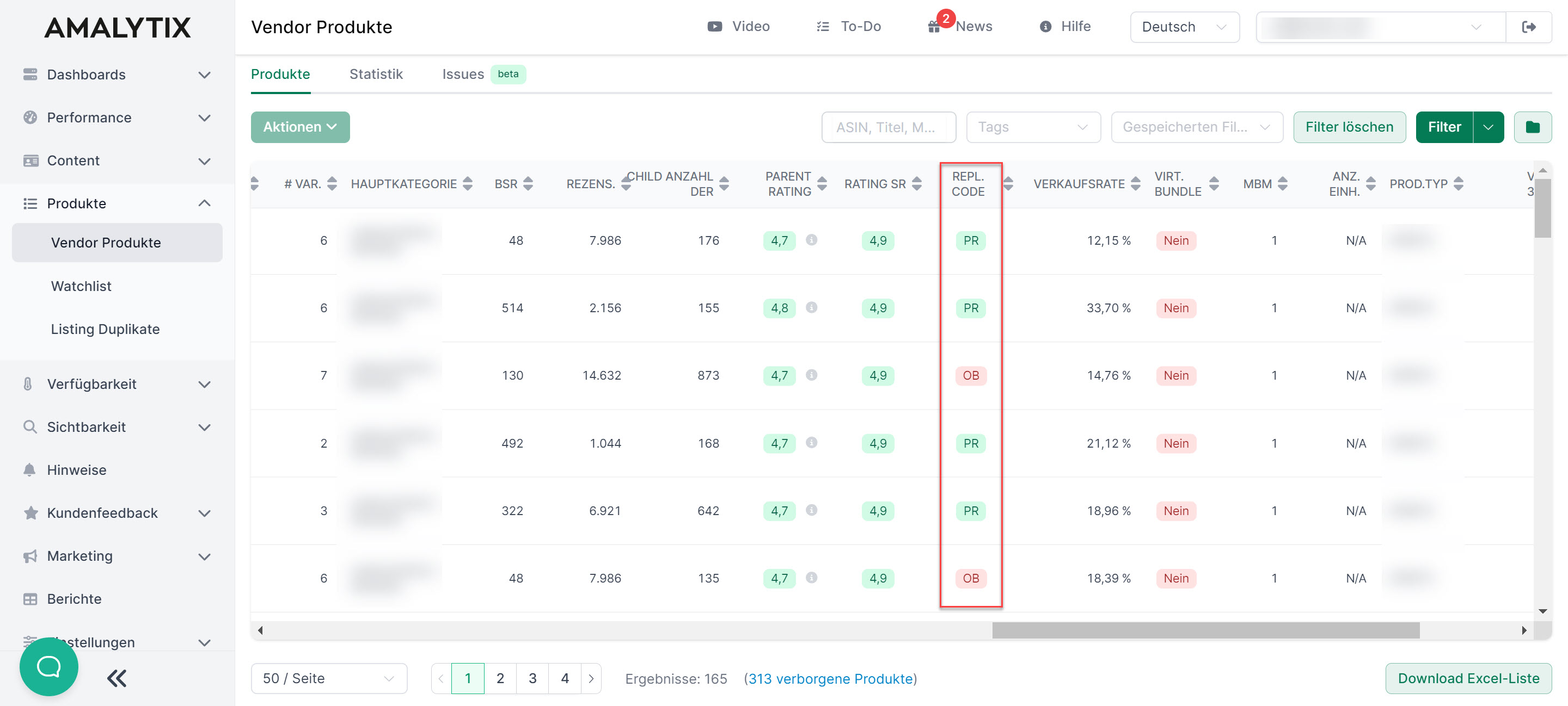 Replenishment Codes überwachen mit AMALYTIX
