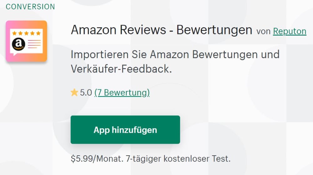 Amazon Reviews Shopify App Store